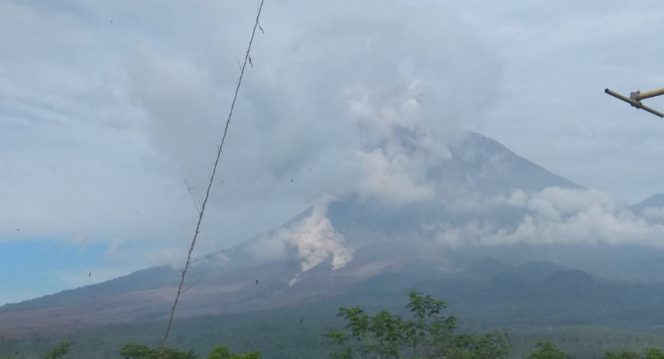 
 Kondisi hasil pengamatan kolom abu berwarna kelabu teramati saat terjadi erupsi Gunung Semeru di Kabupaten Lumajang, Jawa Timur, Rabu (5/1). Foto : Istimewa